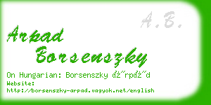 arpad borsenszky business card